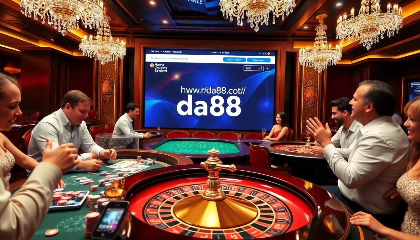 Players enjoying a thrilling session at the casino featuring https://da88.bot/ gambling interface on display.
