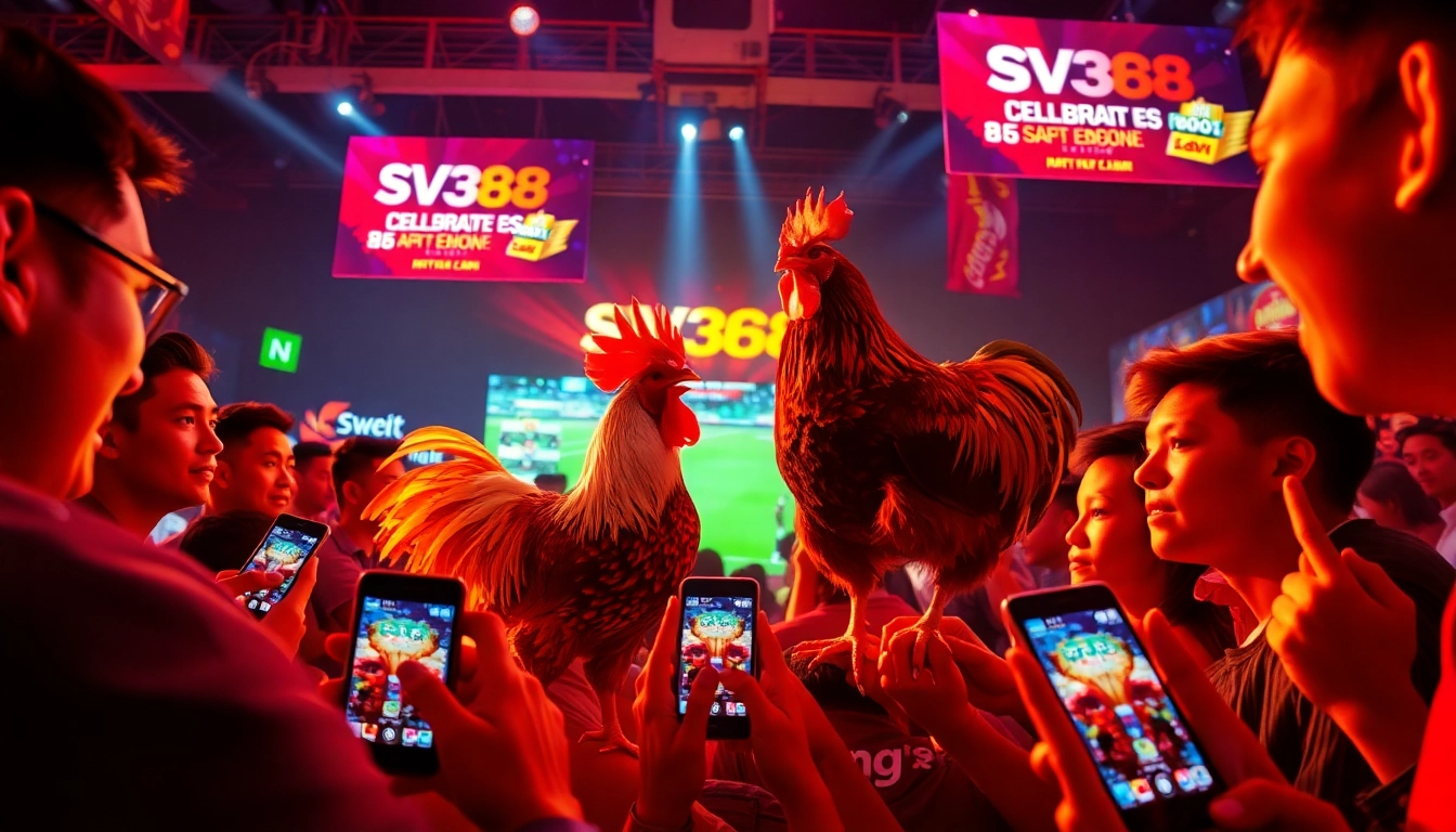 Experience the excitement of SV368's online cockfighting at sv368win.live, with spectators engaged in thrilling matches.