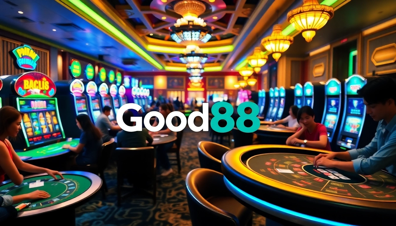 Exciting online gambling scene at good88.hu.net with players engaged in casino games.