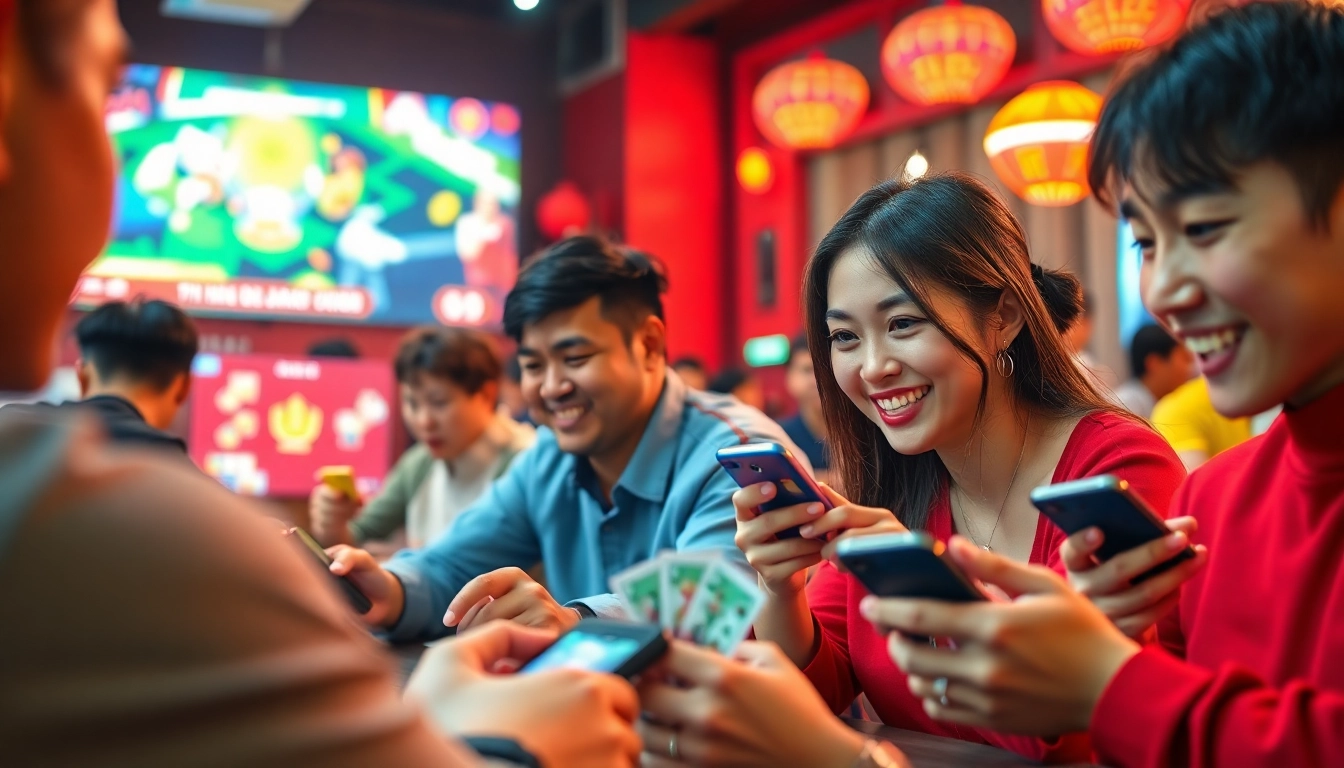 Exciting online gaming environment at gamebaidoithuong.com.vc, featuring players engaged in Vietnamese card games.