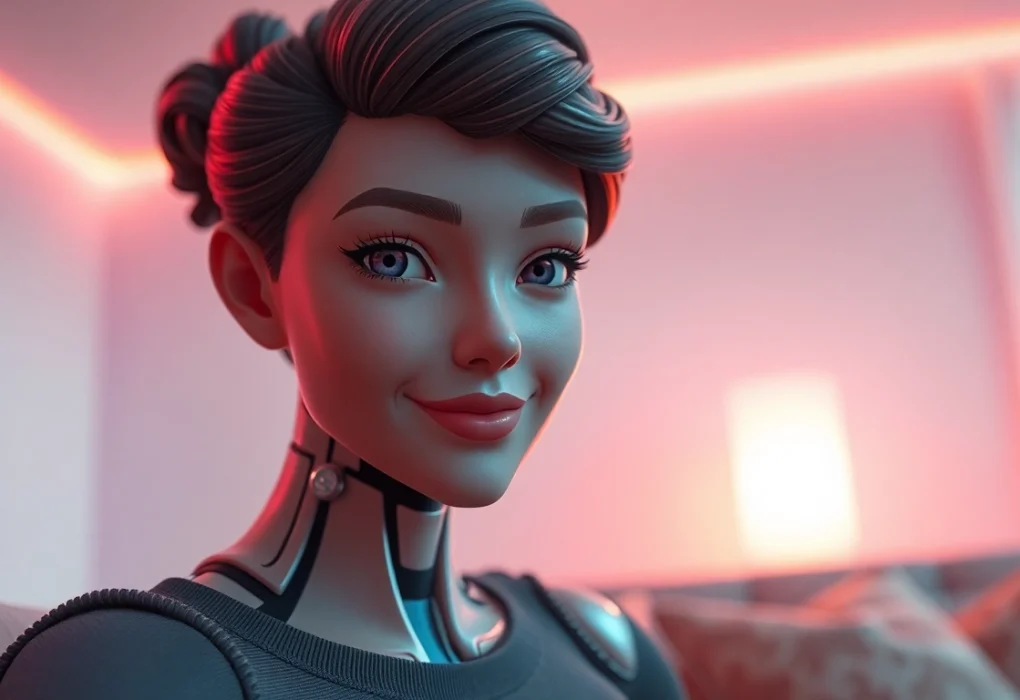 Engaging AI character for intimate sex ai conversations in a warm, inviting setting.