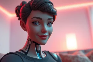 Engaging AI character for intimate sex ai conversations in a warm, inviting setting.