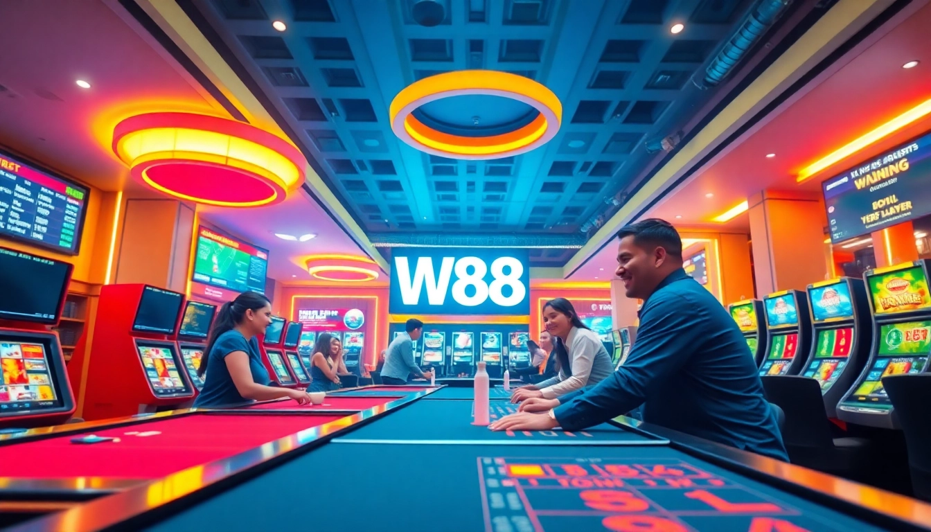 Experience the vibrant world of online gaming at w88.nyc, showcasing a modern casino atmosphere filled with excitement and trusted interactions.