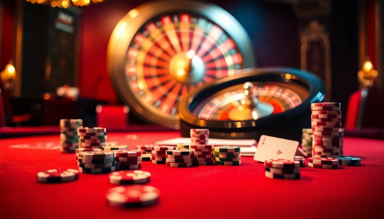 Engaging scene depicting rút tiền ee88 with vibrant casino table, cards, and chips.