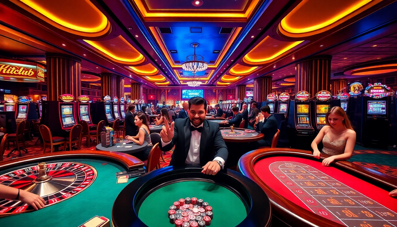 Experience the thrill of gambling at Hitclub, featuring vibrant game tables and exciting players.