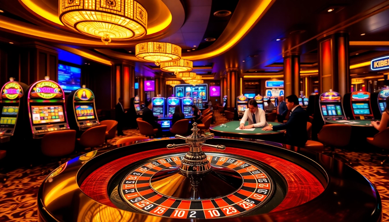 Players enjoying a thrilling game at KBBET's casino with poker chips and roulette.