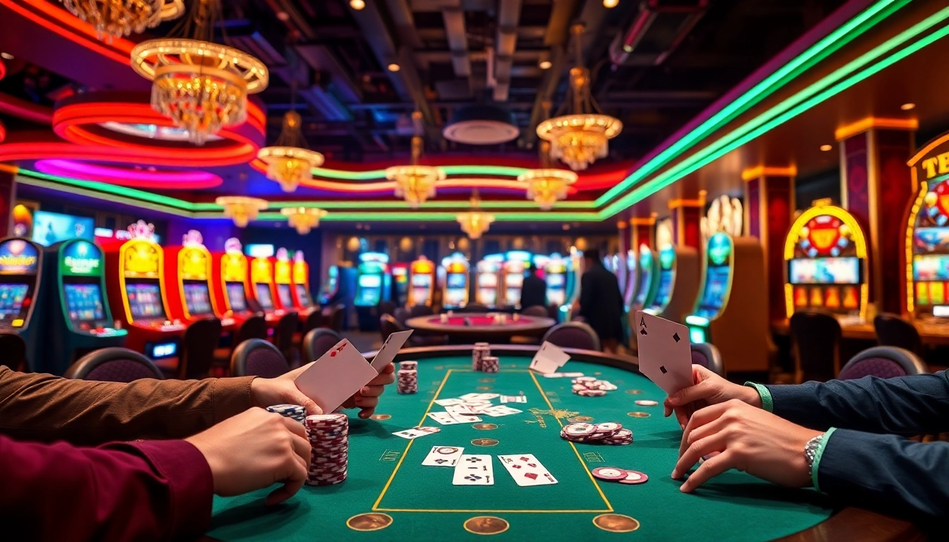Experience the thrilling world of gambling at 88aacom with players competing at a stylish poker table.