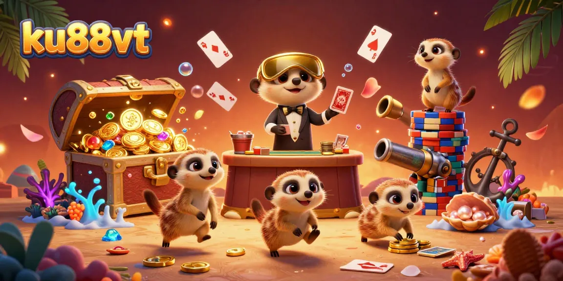 Engage with high-stakes gaming at ku88vt's vibrant casino, where meerkats orchestrate thrilling action.
