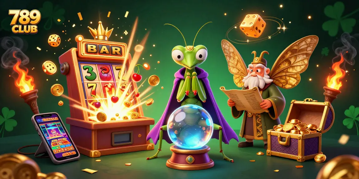 Immerse in the thrilling world of 789 CLUB with a vibrant 3D casino illustration showcasing jackpot excitement and magical characters.